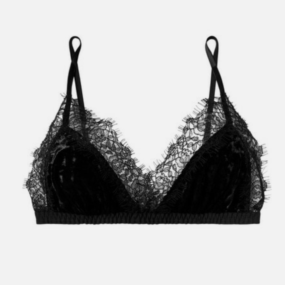Hanky Panky Black LUXE PANNE VELVET Bralette - Picture 2 of 10
